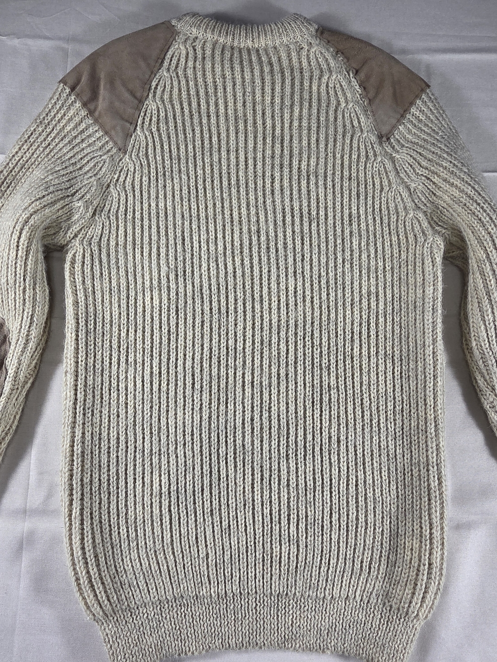 Vintage Maban of Scotland Chunky Fisherman Sweater Suede Elbow Patch Size 18 - Picture 6 of 8